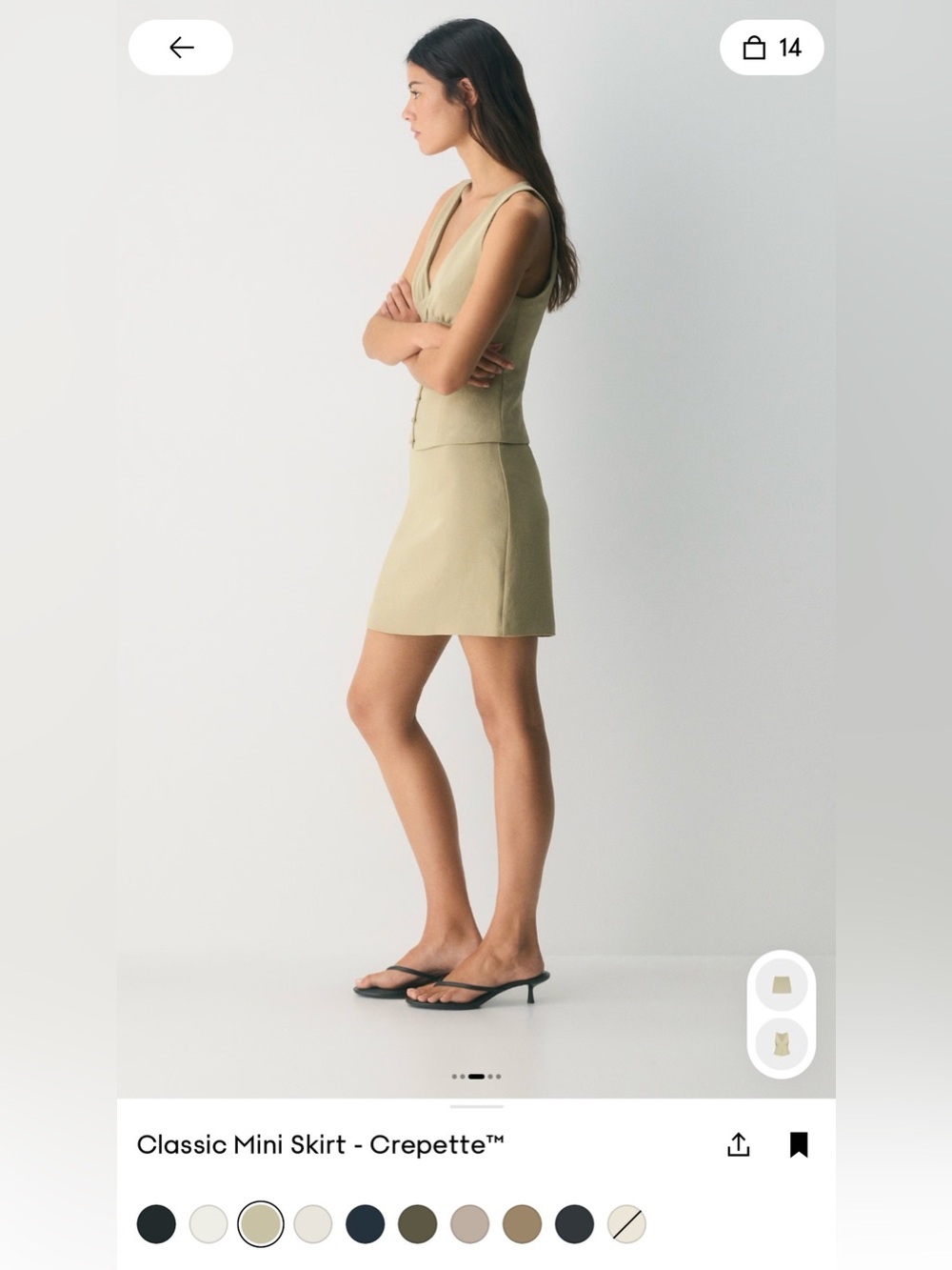 Aritzia Wilfred Crepette Mini Skirt – Martini Olive – Size 8 - Picture 7 of 12